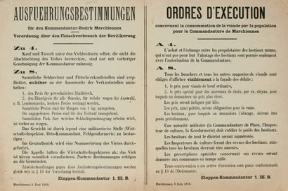 null (NORD OCCUPÉ) – Affiche bilingue : MARCHIENNES 8 Juin 1916. Ordre d’exécution...