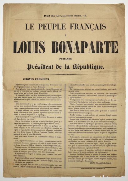 null "THE FRENCH PEOPLE to LOUIS BONAPARTE proclaimed President of the Republic"...