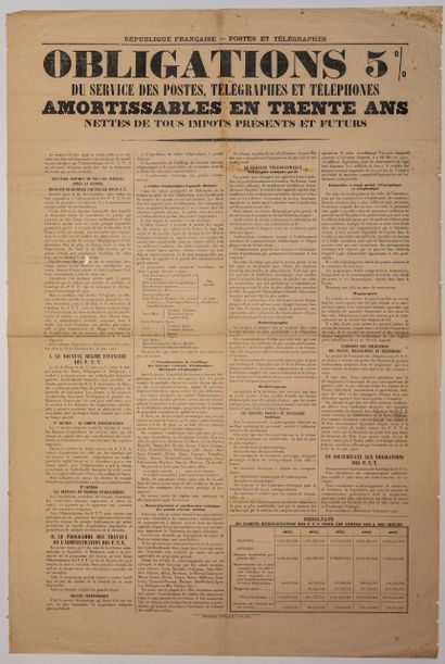 null POSTES ET TÉLÉGRAPHES. 1928. « OBLIGATIONS 5% du Service des Postes, Télégraphes...