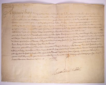 null PAS-DE-CALAIS. Marshal Duke of BELLEISLE. Piece signed by King LOUIS XV (Secretary)...
