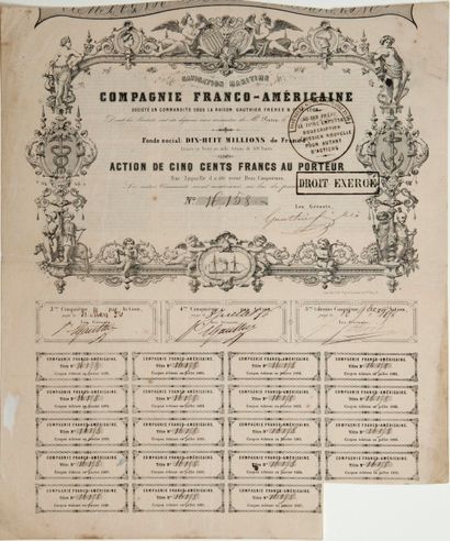 null MARITIME NAVIGATION. COMPAGNIE FRANCO-AMÉRICAINE - Five hundred franc bearer...