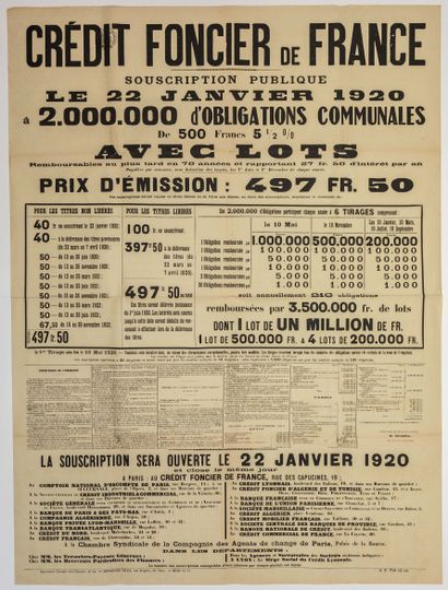 null EMPRUNT 1920. 2 AFFICHES : Albert SEBILLE - BANQUE DE FRANCE – Emprunt National...