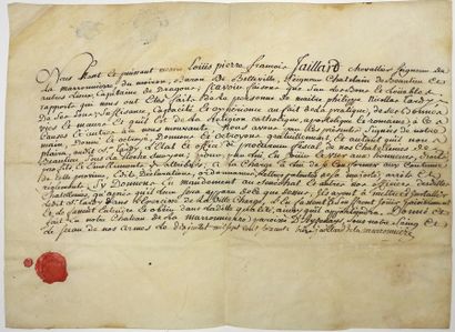 null VENDÉE. Piece signed by the Powerful Louis Pierre François JAILLARD Knight,...