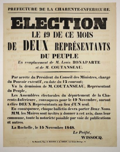 null CHARENTE-MARITIME. ELECTION OF NOVEMBER 19, 1848. LA ROCHELLE, November 15,...