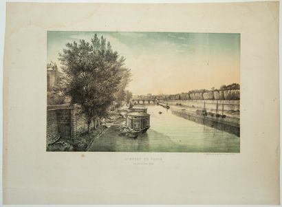 null "WEST OF PARIS, view taken from the Pont Royal" by Frederic WENTZEL (1807-1869)...