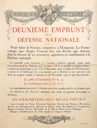 null 1915 - A. LÉCHAUDEL : " FOR THE VICTORY. DEUXIÈME EMPRUNT de la Défense Nationale,...