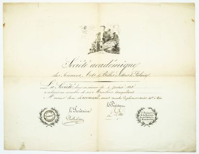 null CALVADOS. 1835. Société Académique des SCIENCES, ARTS et BELLES-LETTRES de FALAISE...