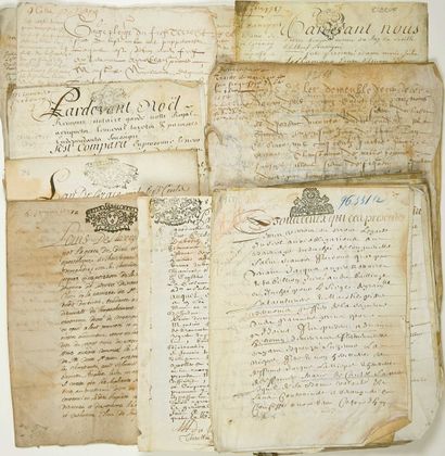 null SEINE-MARITIME. 12 parchemins et papiers de 1584 à 1787, à propos de différentes...