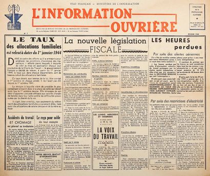 null ÉTAT FRANÇAIS. 2 Affiches : Février 1944. "L'INFORMATION OUVRIÈRE" - «La Nouvelle...