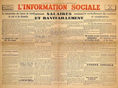 null ÉTAT FRANÇAIS. 2 Affiches : Février 1944. "L'INFORMATION OUVRIÈRE" - «La Nouvelle...