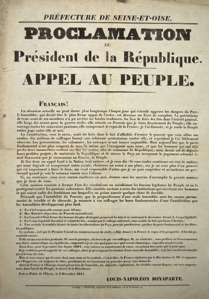 null SEINE-ET-OISE. Proclamation de LOUIS-NAPOLÉON BONAPARTE Président de la République....