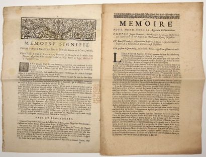 null DEUX-SÈVRES. 2 Memoranda of trial printed at the beginning of the 18th century:...