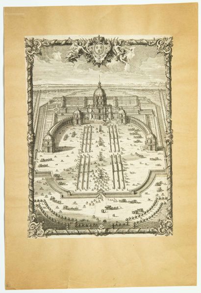 null PARIS. LES INVALIDES. 2 17th century engravings, representing the perspective...