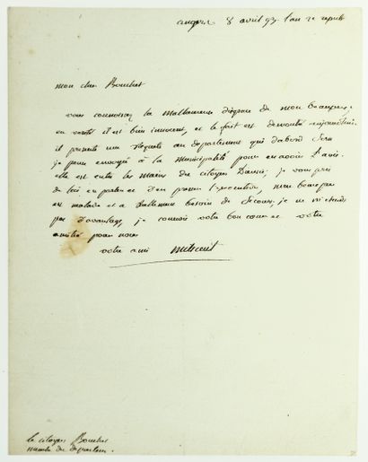 null ANJOU. 1793. Marie Joseph MILSCENT, Deputy of the Third State for the Sénéchaussée...