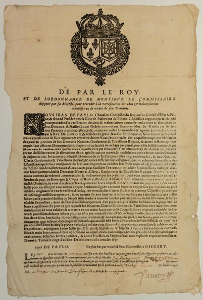 ROUERGUE. 1617. AVEYRON. « De par le ROY »...