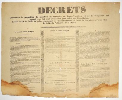 null DEPARTMENT OF THE SEINE. COUP D'ÉTAT of 2 DECEMBER 1851. "DECRETS Concerning...