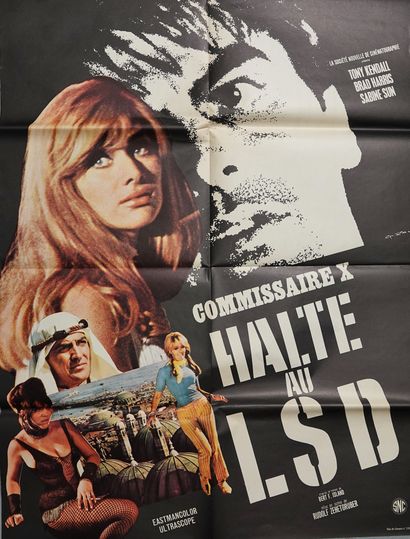 null Lot de 4 affiches de cinéma (années 1960-70) : 

- "COMMISSAIRE X - HALTE AU...