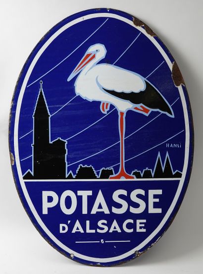 null POTASH FROM ALSACE

Double-sided oval enamelled plate

Illustrated after Hansi...