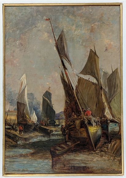 null Jules Noel (1810-1881)

Bateaux de pêche à marée basse

Huile sur toile, signée...