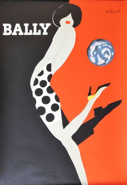 null Chaussures/Bailly/Villemot. Affiche originale : Bally, la couguar est en léopard,...