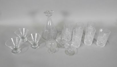 null FRENCH WORK 

	Decanter with conical body out of moulded blown white glass and...