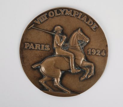 null JO été, PAris 1924 / Polo / Mascaux / Médaille. / Exceptionnelle médaille géante...