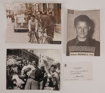null Cyclisme / Jacques Marinelli / Autographe / Maillot Jaune. Quatre documents...