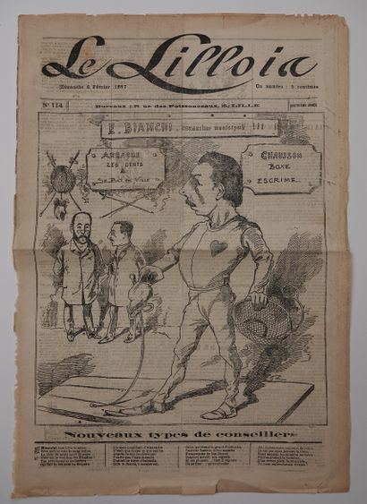 null Escrime / Lille / Politique. Rare numéro de "Le Lillois" du 6 février 1887....