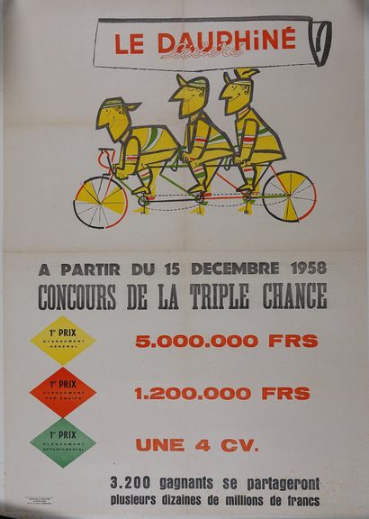 null Cyclisme / Dauphiné-Libéré / 1958. Très subtile affiche annonçant l'édition...