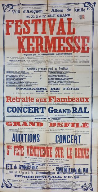 null Gymnastics / Avignon / Jousts. Exceptional giant poster (2 colors) of the festivals...