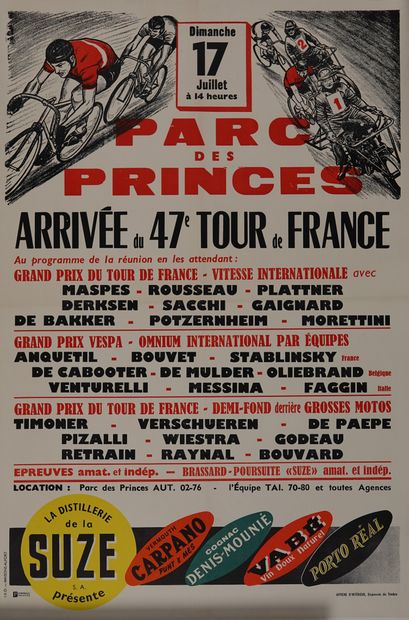 null Cyclisme / Arrivée du Tour 1960 / Parc des Princes. Affiche de l'arrivée du...