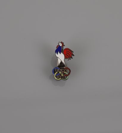 null Olympic Games of summer / Rome 1960. Pin rooster of the team of France surmounting...