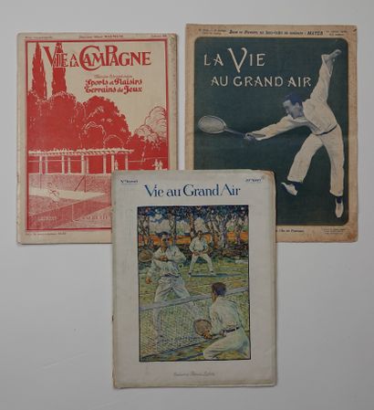 null Tennis / Three magazines with tennis on the front page: a) La Vie au Grand Air,...