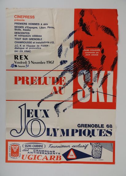 null Winter Olympics / Grenoble 1968 / Cinema. Rare movie poster: "Prelude to skiing",...
