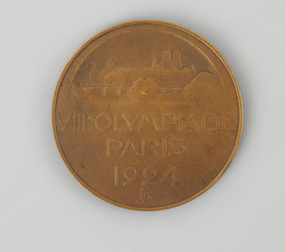 null Summer Olympic Games / Paris 1924. Medal of participant by Raoul Bénard. Obverse...