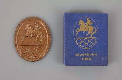 null Jeux olympiques d'été / Stockholm 1956 / Equitation. Médaille ovale de participant...