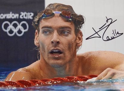 null Swimming / Lacourt / Worlds. On a beautiful color photo of a Camille Lacourt...