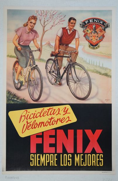 null Cyclisme / Affiche espagnole / Eibar. Affiche entoilée : "Cycles Fenix", un...