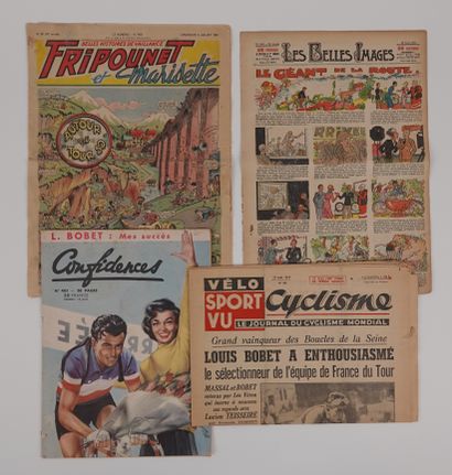 null Cycling / Bobet / Giant of the road / Draisienne / Comics / A la UNE. Four rare...