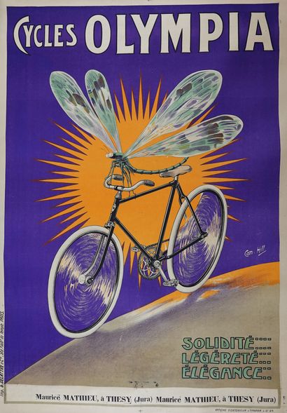 null Cyclisme / Olympia / Libellule. Cette affiche lithographiée de la belle époque...