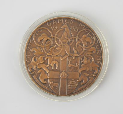 null Summer Olympic Games / Melbourne 1956. Commemorative medal. Obverse the rings...