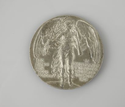 null Jeux Olympiques été / Londres 1908. Médaille de participant (métal argenté)....
