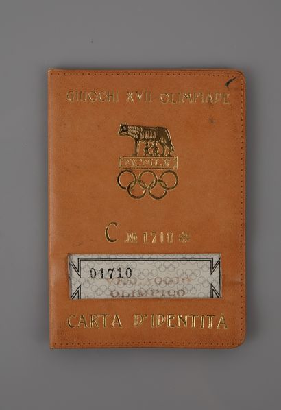 null Jeux olympiques d'été / Rome 1960. Passeport olympique dans sa pochette en cuir,...