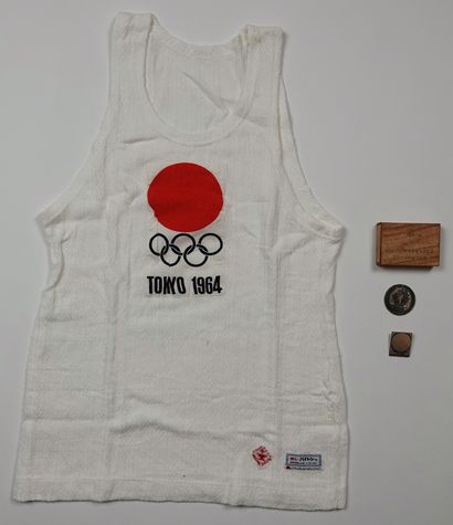 null Summer Olympics / Tokyo 1964. Three official pieces: a) tank top scratched Tokyo...