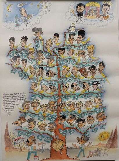 null Cycling / Tour de France / Pic. Original drawing of the family tree of the Tour...