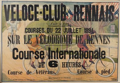 null Cycling / Rennes / Huret / Poster. Superb lithograph to announce the cycling...