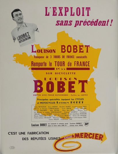 null Cyclisme / Louison Bobet / Tour / Triplé. Affiche entoilée :"L'Exploit sans...