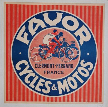 null Cyclisme / Affiche / Favor / Clermont. Affiche entoilée : "Favor, cycles et...