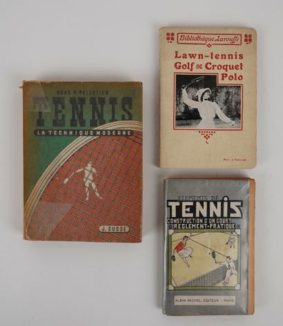 null Tennis. 3 livres techniques : a) "Lawn-tennis Golf, Croquet et polo". Bibliothèque...