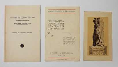 null Cyclisme / UCI / Mondiaux / Trois pièces : a) Mondial 1932 à Rome, progamme...